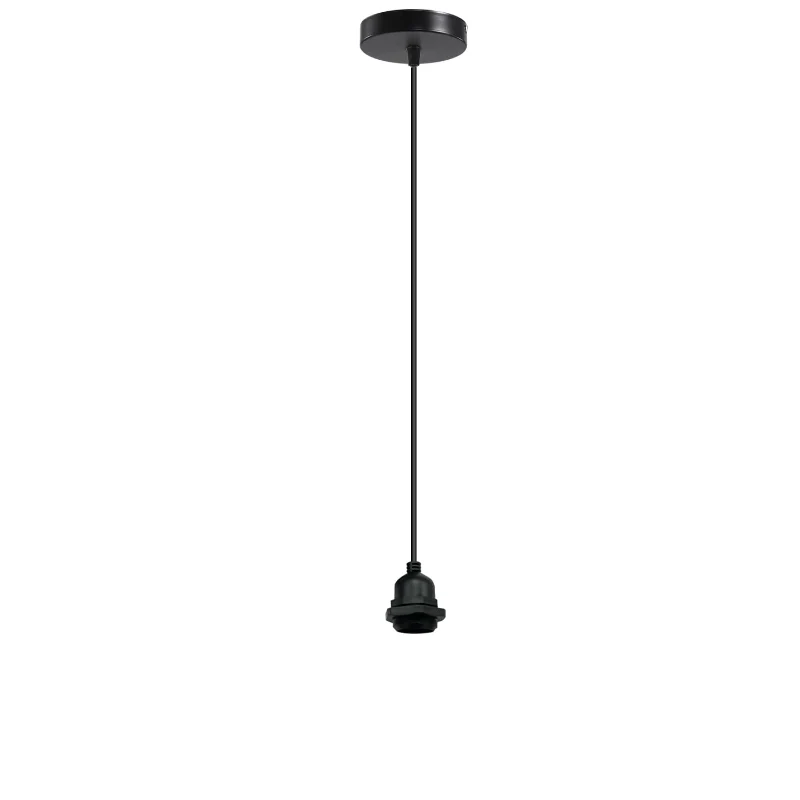 E27 Pendelleuchtenfassung Schwarz Metall mit 1 m PVC-Kabel~3664