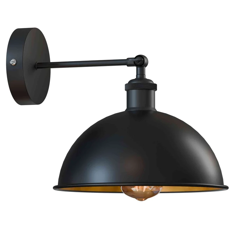 Gelenk Wandleuchte Schwarz – Industrie Loft Nachttisch Leselampe | Ø21cm | E27 ~3924