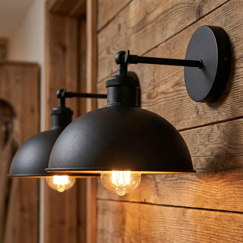 Gelenk Wandleuchte Schwarz – Industrie Loft Nachttisch Leselampe | Ø21cm | E27 ~3924