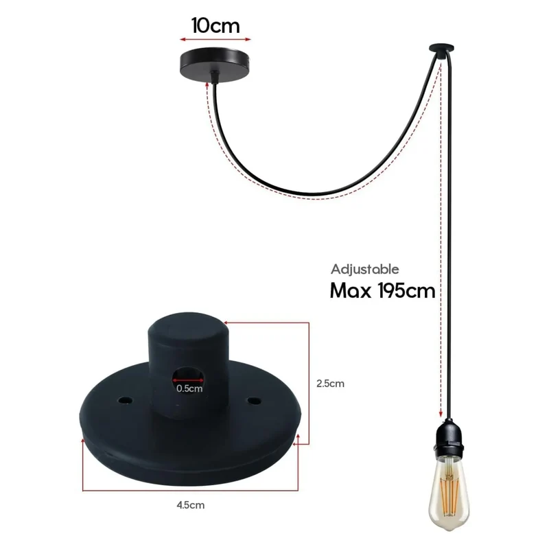 IP44 Hängeleuchte Außen E27 Schwarz 2m kabel Dezentral Pendelleuchte ~3917
