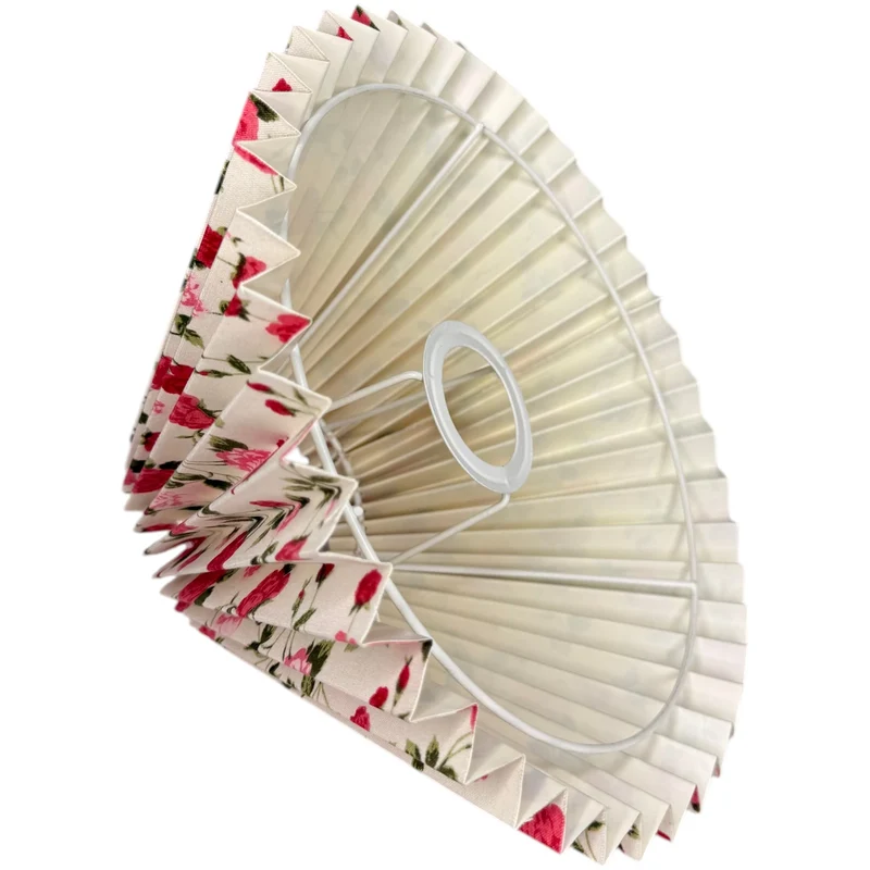Lampenschirm Blumenmuster – E27 plissierter Stoff, konisch, 25 cm