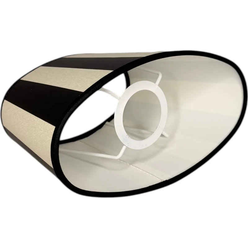 Lampenschirm King Schwarz gestreift – E27 Stoff oval 20 cm | Light & Living