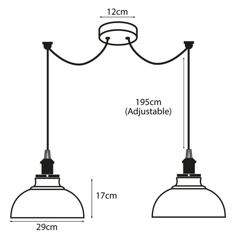 2m moderne industrielle Spinnen-Pendelleuchte 2-flammige Hängelampe E27 ~3794
