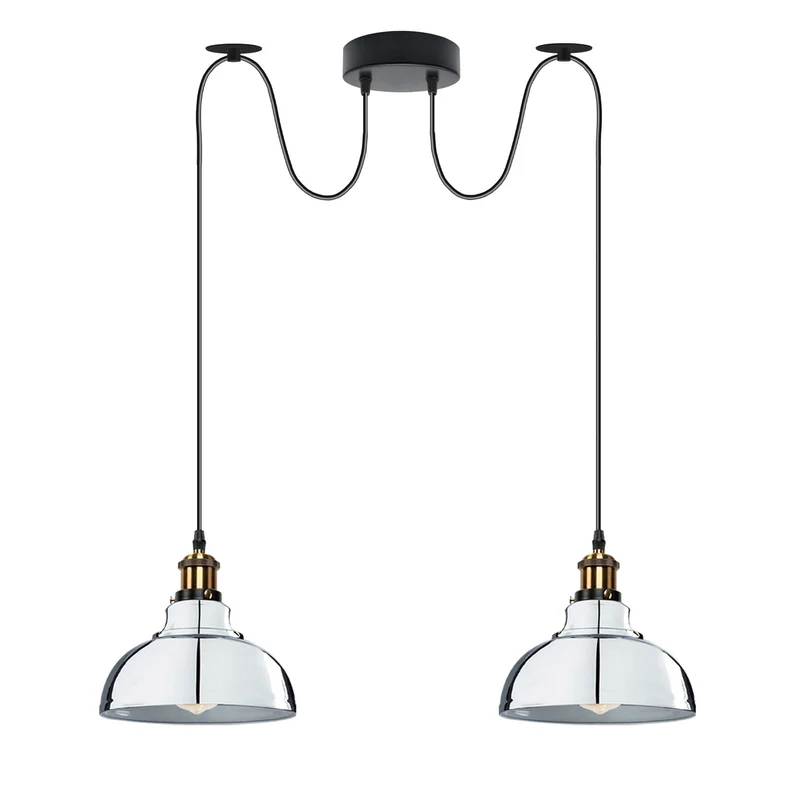 2m moderne industrielle Spinnen-Pendelleuchte 2-flammige Hängelampe E27 ~3794