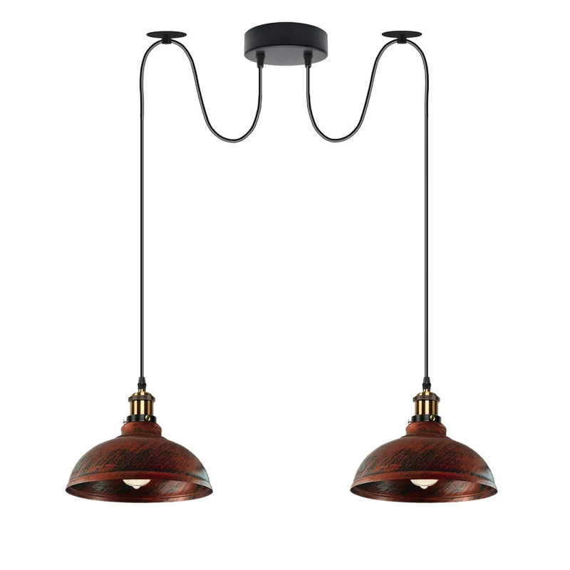 2m moderne industrielle Spinnen-Pendelleuchte 2-flammige Hängelampe E27 ~3794