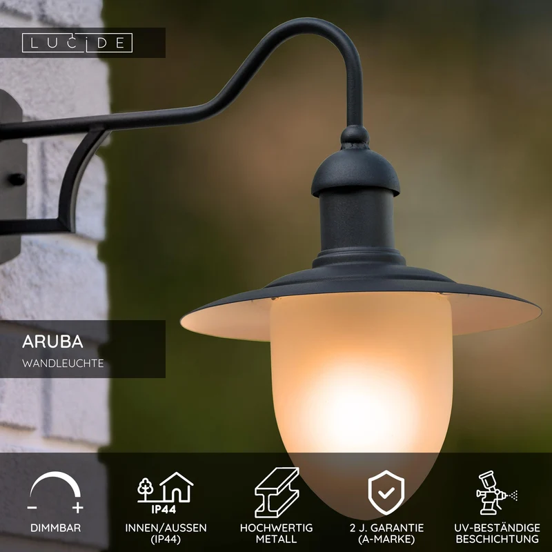 Außenwandleuchte Aruba IP44 Ø25cm