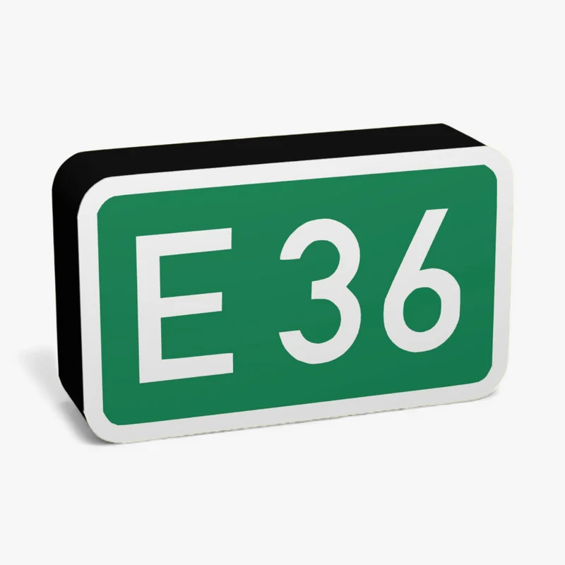 Nummernschild für Europastraßen E36 Zeichen 410 Lampe