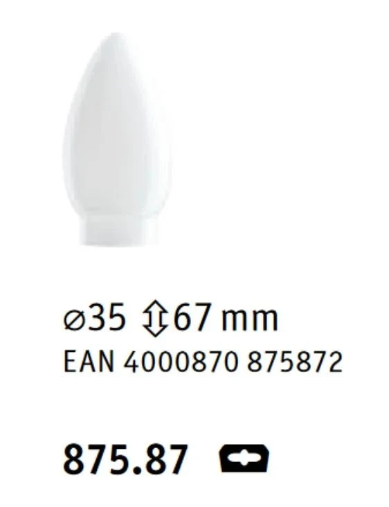 Lampenglas Kerze mit Schraubgewinde Glas opal matt 6,7 cm Paulmann 875.87 – weiß