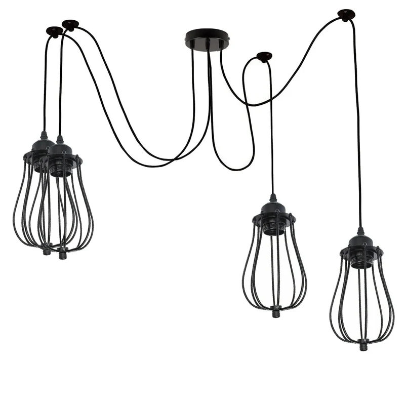 Industriële Spinlamp E27 Matzwart met Katrolsysteem 1–6~3914