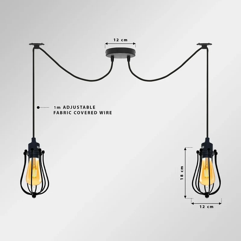 Industriële Spinlamp E27 Matzwart met Katrolsysteem 1–6~3914