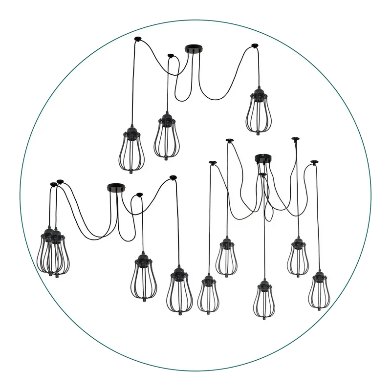 Industriële Spinlamp E27 Matzwart met Katrolsysteem 1–6~3914
