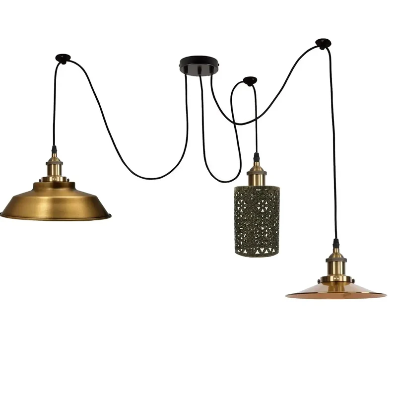 Mehrarmige Hängelampe Schwarz – Vintage Pendelleuchte Esstisch ~3913
