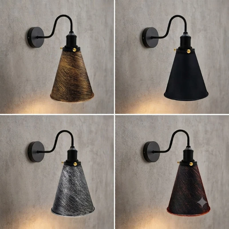 Industrial Wandleuchte Vintage E27 Retro Wandlampe Metall ~3888