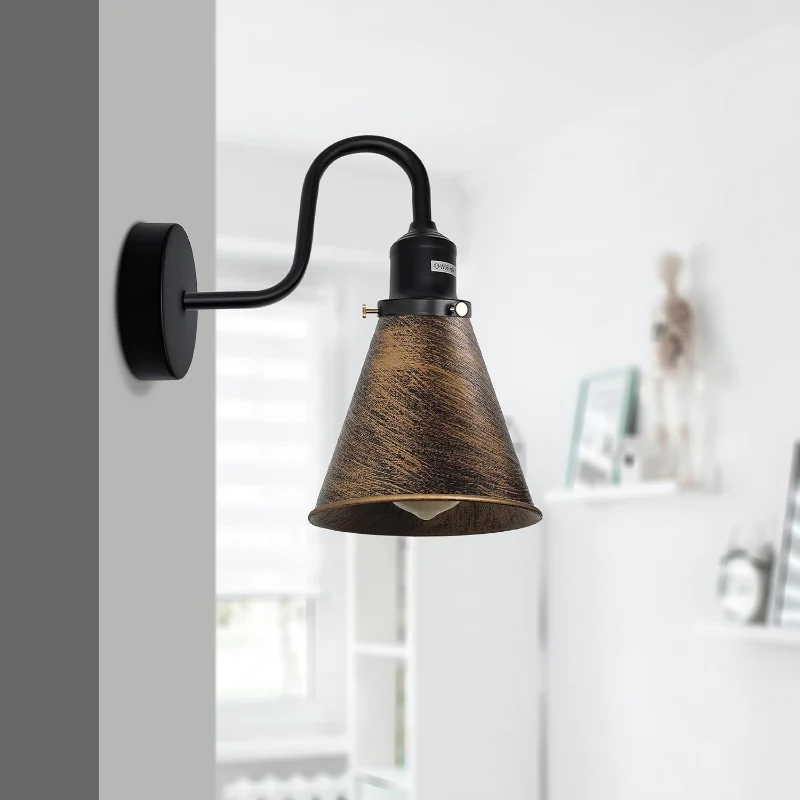 Industrial Wandleuchte Vintage E27 Retro Wandlampe Metall ~3888