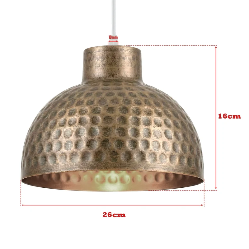 26 cm Hängelampenschirm aus gehämmerter Bronze~3908