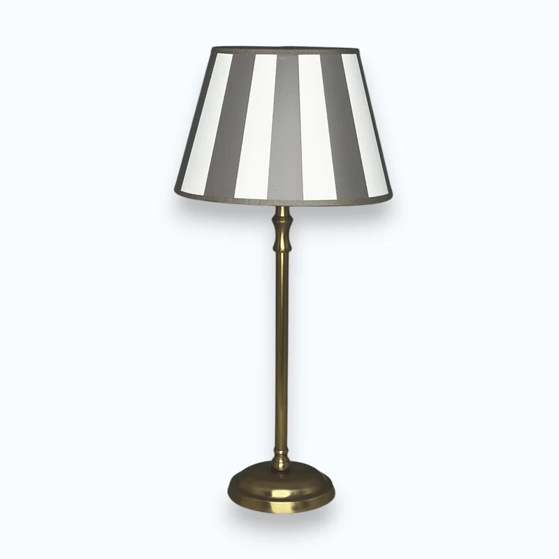 Light & Living Gestreifter Lampenschirm Taupe und Weiß Gestreift - oval 25 cm E27
