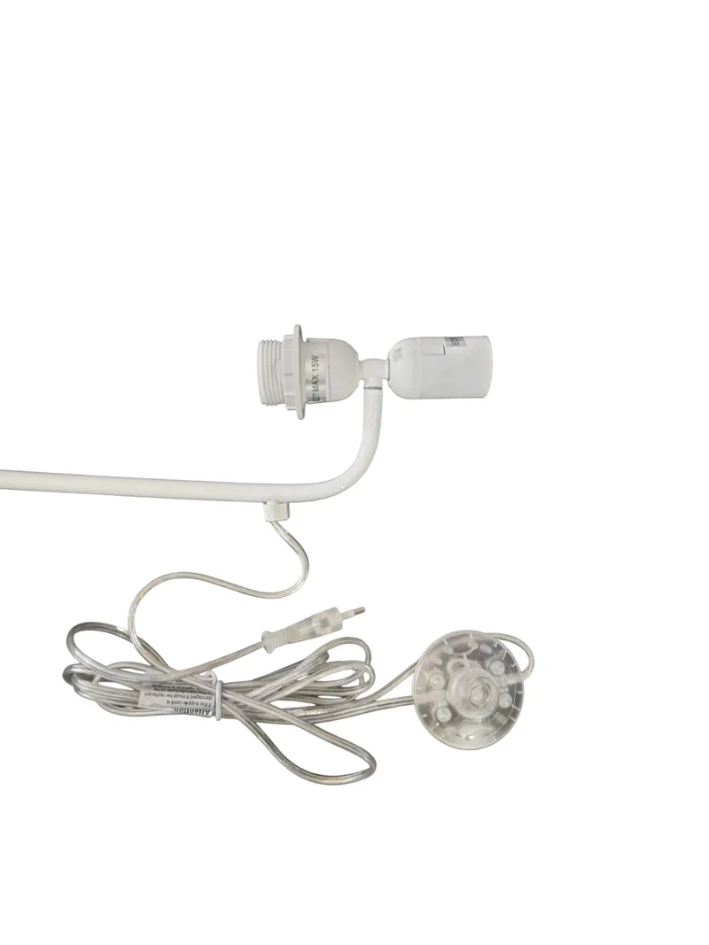 Lampengestell / Lampenhalterung weiß 70cm mit 4x E27 Fassung Fußtrittschalter & Kabel (ca. 265 cm)
