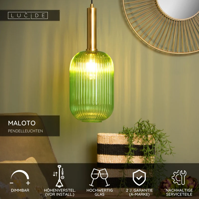 Pendelleuchte Maloto mit Glasschirm Ø 20cm