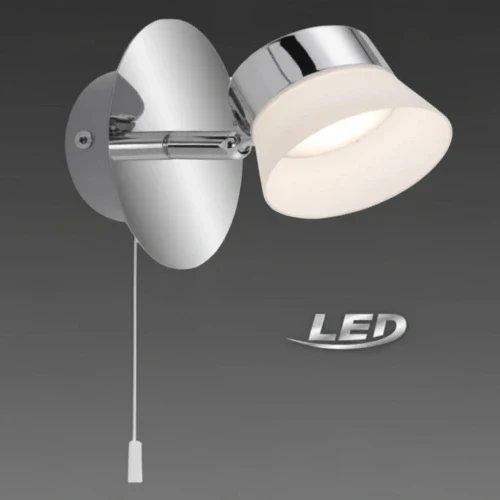 LED Wandlampe mit Zugschalter Chrom IP44 – schwenkbare Leselampe warmweiß mit Lampenschirm