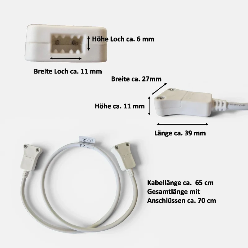 Verbinder Connector 70 cm 2-polig für 230 V LED Streifen – weiß | Brilliant