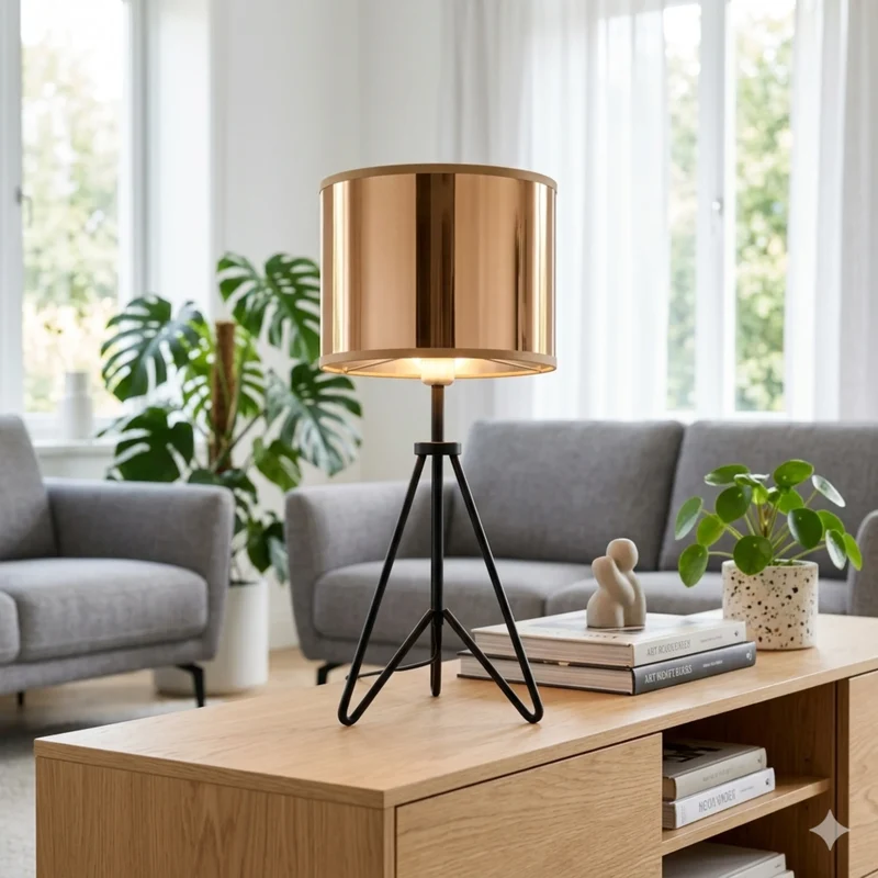 Lampenschirm MAIA in Kupfer – glänzender PVC für E27, 20 cm