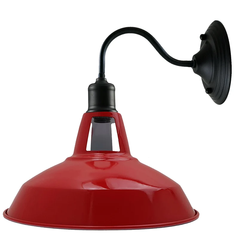 Vintage Industrie Wandlicht Metall Rot Lampenschirm~3114
