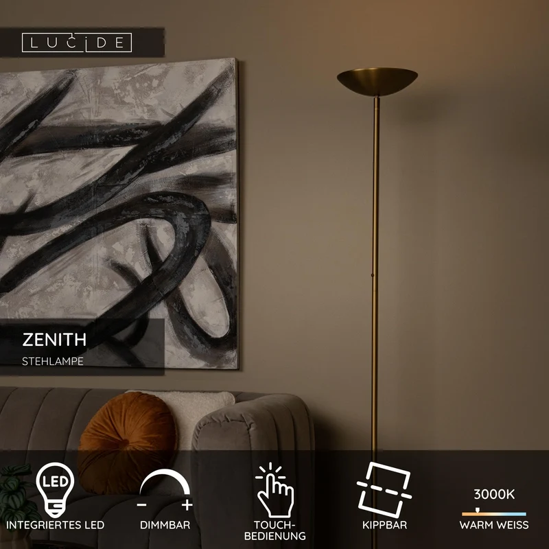 LED-Stehleuchte Zenith schwenkbar mit Touchdimmer