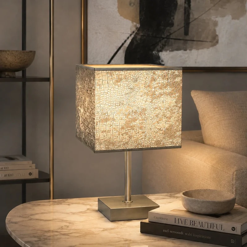 Lampenschirm Grau – E27 Samt quadratisch 20 cm | Light & Living