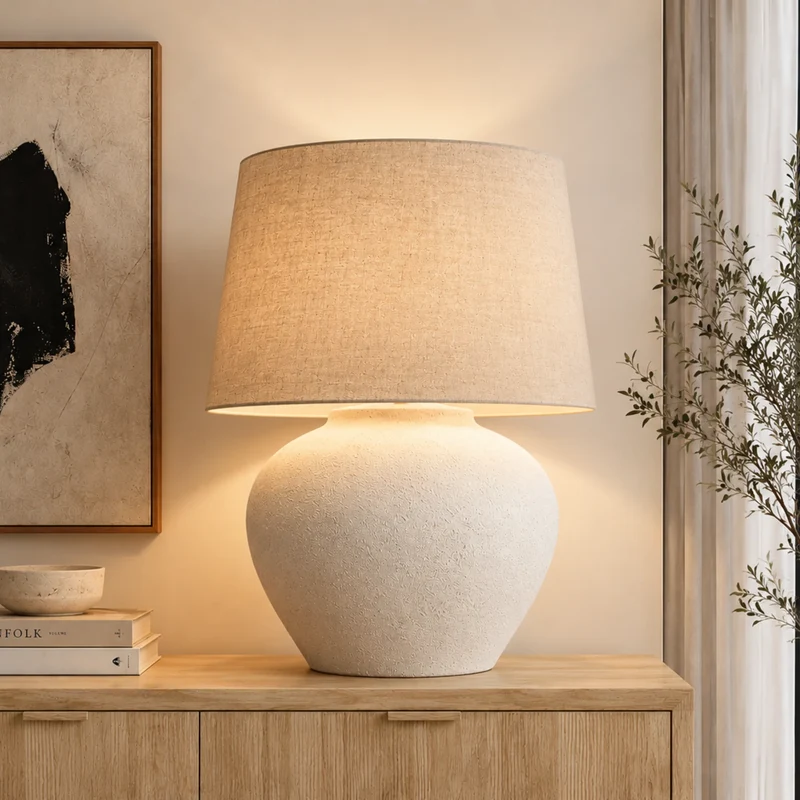 Lampenschirm Hellbraun – E27, Baumwolle, 35 cm für Stehlampen