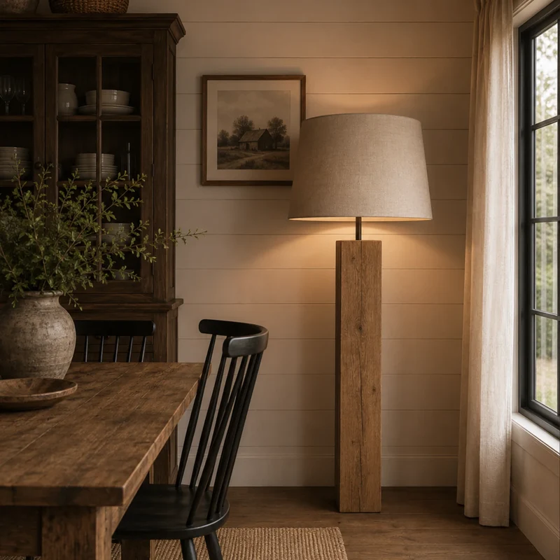 Lampenschirm Hellbraun – E27, Baumwolle, 35 cm für Stehlampen