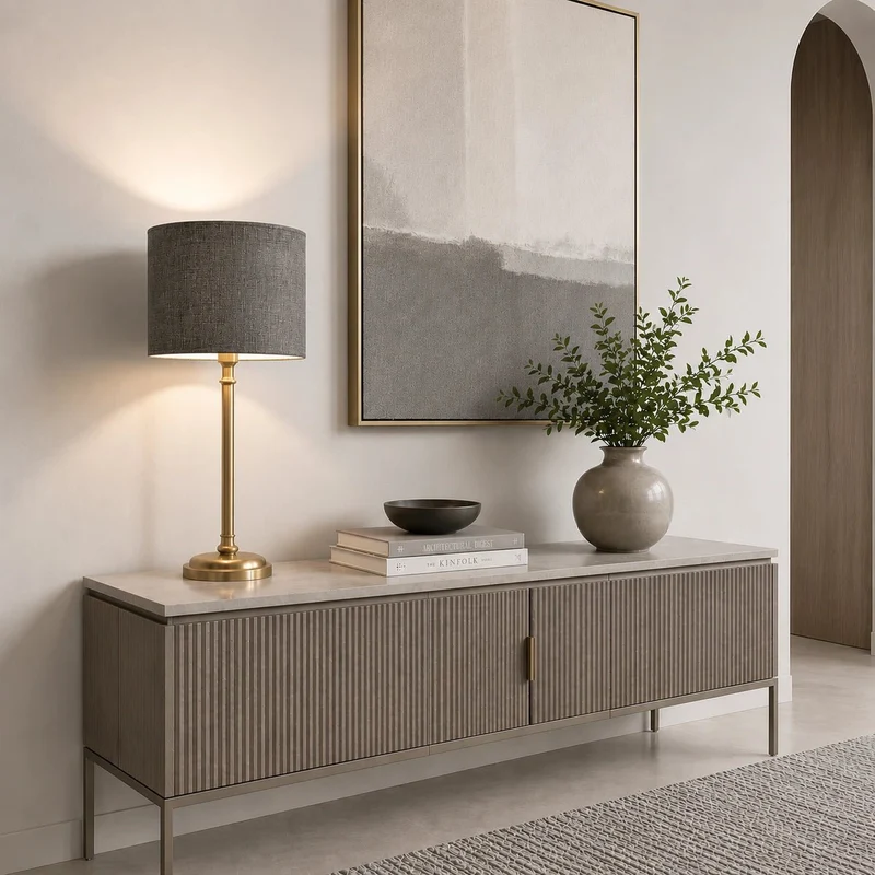 Lampenschirm Grau – E27 Stoff Zylinder 25 cm Light & Living
