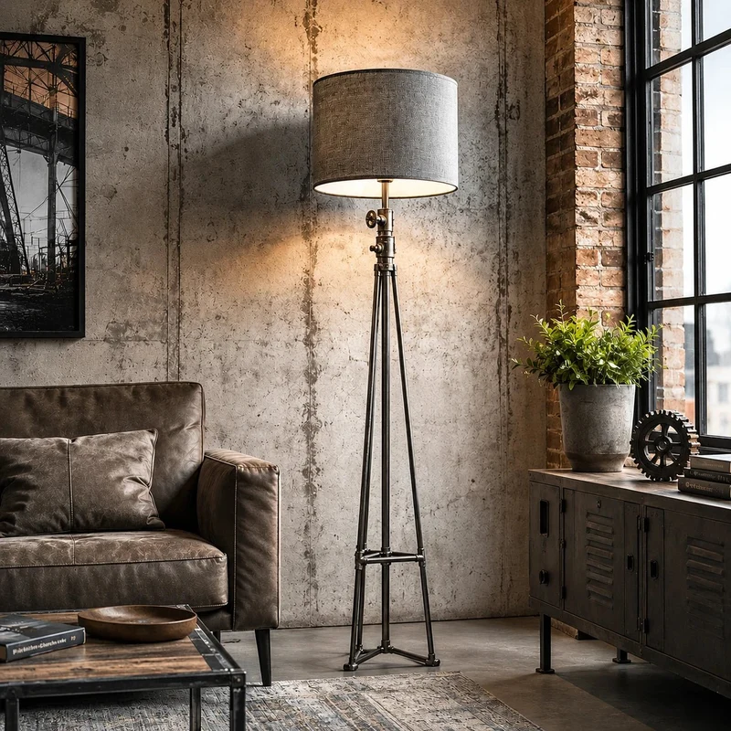 Lampenschirm Grau – E27 Stoff Zylinder 25 cm Light & Living