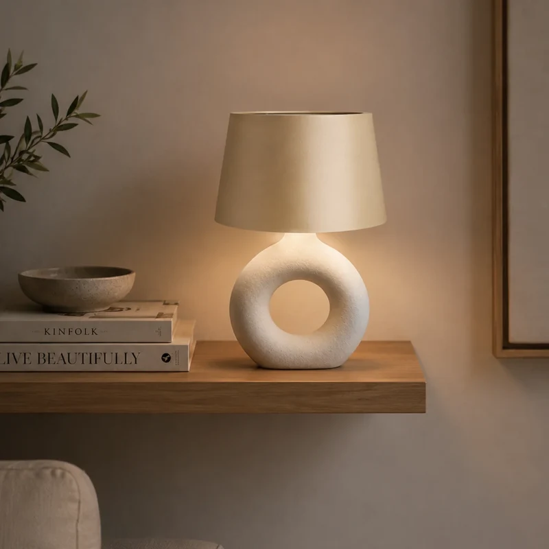 Lampenschirm klein Gold – E27 Stoff konisch 20 cm - Light & Living