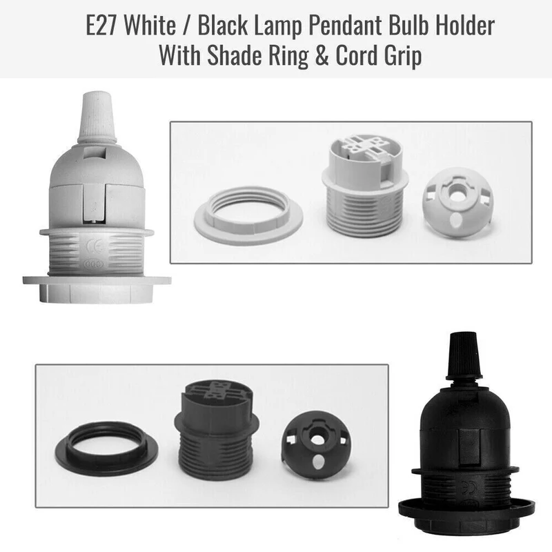 Lampenschirm Lampenfassung Kragenring Adapter Lampenfassung Weiß Schwarz~3105
