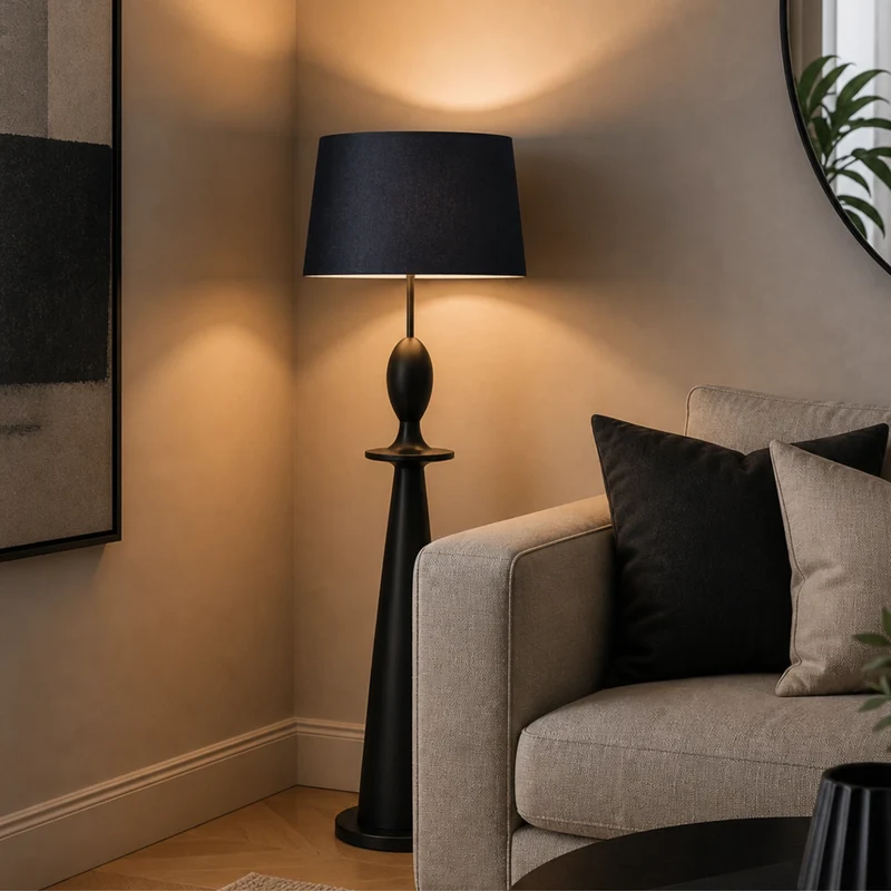 Lampenschirm Blau Stoff E27 für Tisch- und Stehlampen – konisch, 34 cm