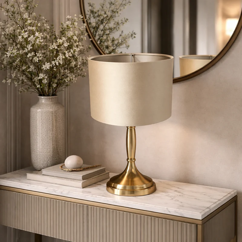 Light & Living Lampenschirm MONACO Gold, E27, – rund/zylinderförmig 20 cm