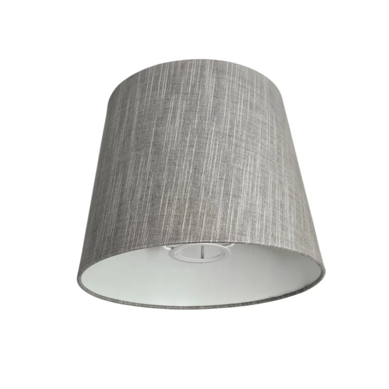 Grauer Stoff-Lampenschirm rund mit Struktur, E27, 23 cm