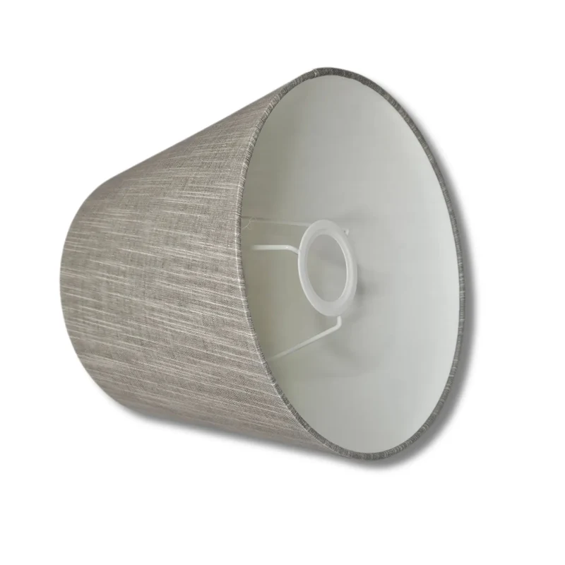 Grauer Stoff-Lampenschirm rund mit Struktur, E27, 23 cm