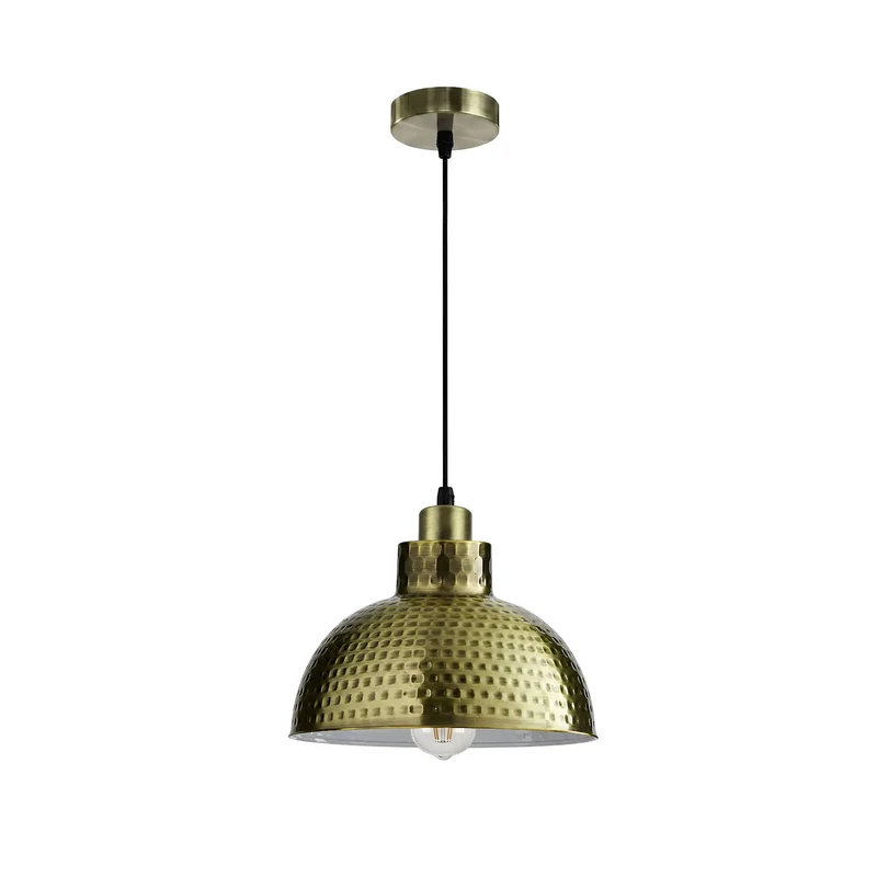 Vintage Pendelleuchte Gehämmert Ø 26cm | Esstisch Hängelampe Metall E27 ~3894