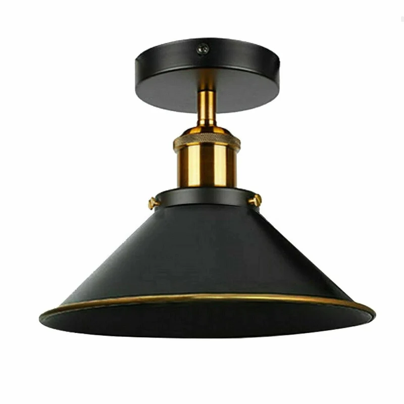 Vintage Deckenlampe Industrial Look Schwarz Gold E27 ~3734