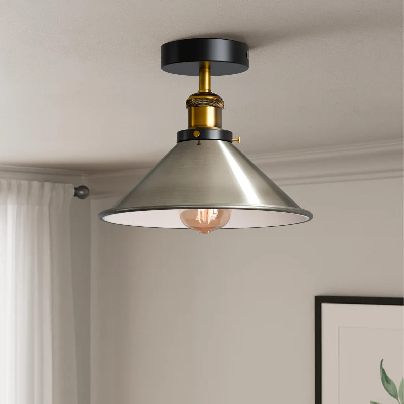LEDSONE Industrie Deckenlampe Vintage Metall-Schirm E27 ~3733