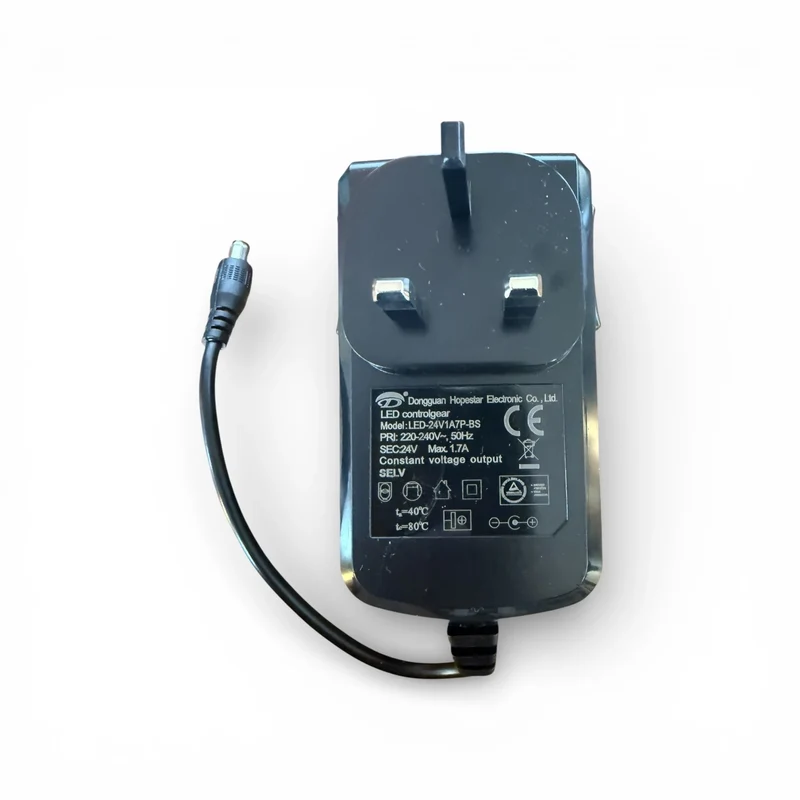 LED Netzteil 24V 1,7A UK Stecker – Dongguan Hopestar LED-24V1A7P-BS – 40W Konstantspannung Adapte
