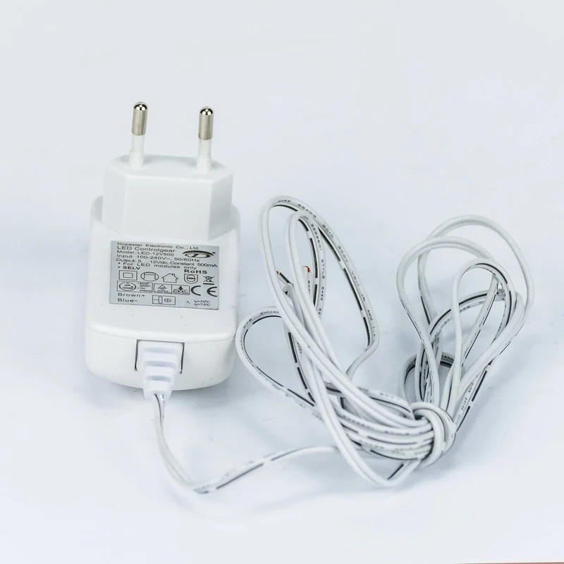 LED Steckertrafo 12V 500mA Weiß – 6W Netzteil Adapter mit offenem Kabelende