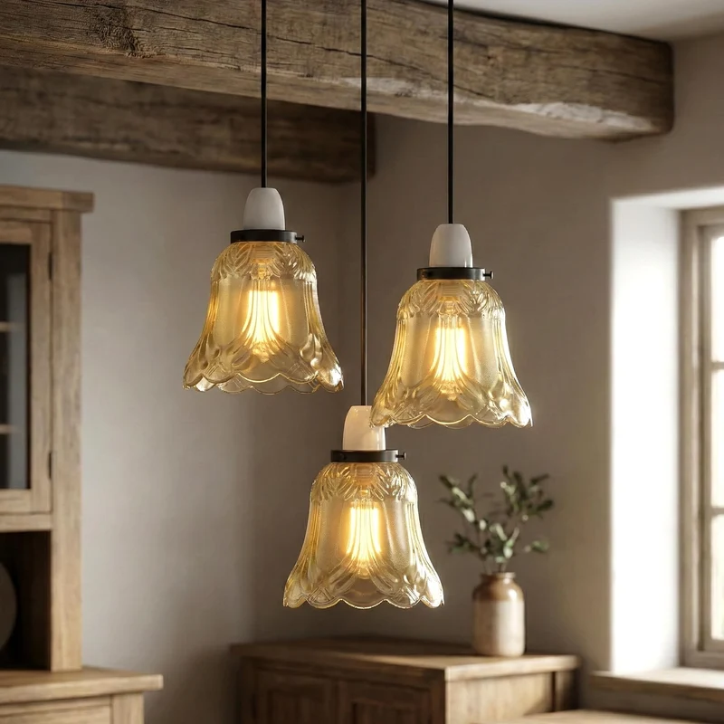 Glaslampenschirm im Vintage-Stil für Pendelleuchten~3760