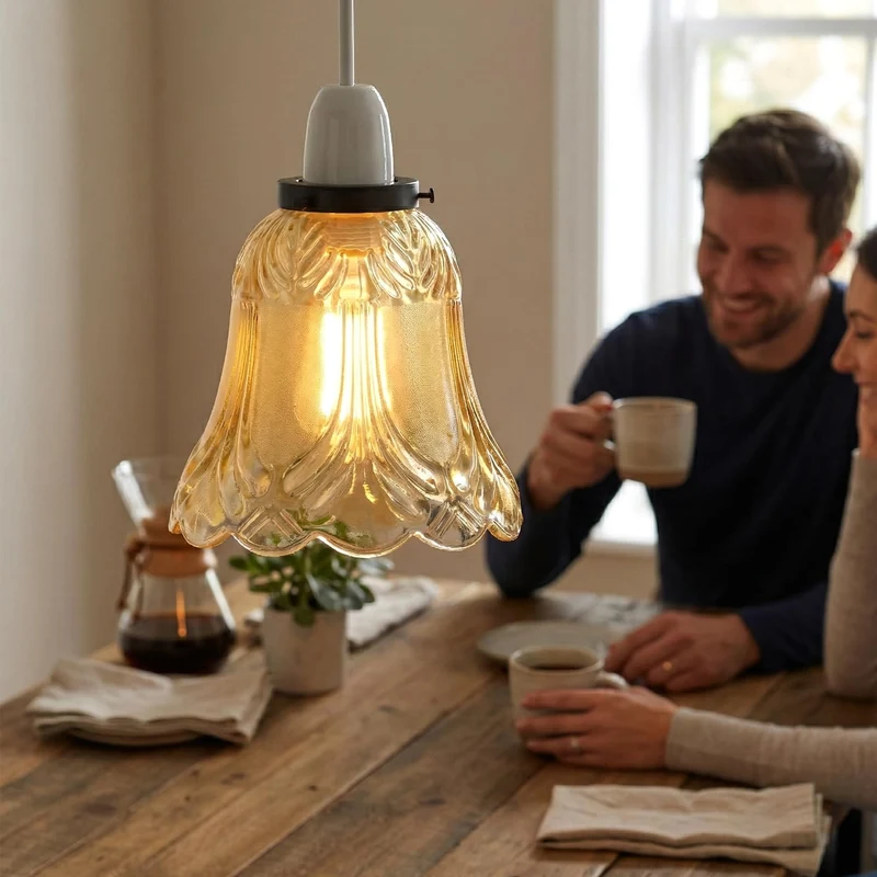 Glaslampenschirm im Vintage-Stil für Pendelleuchten~3760