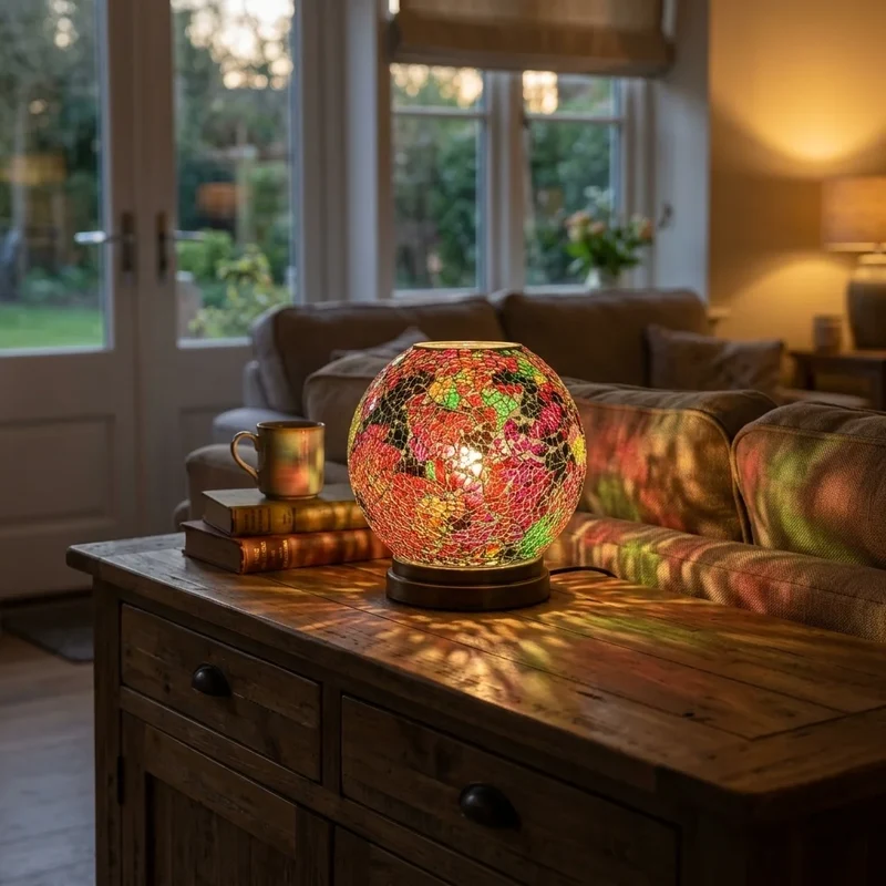 Mosaik-Glaslampenschirm Tiffany Handgefertigt Ersatzschirm E27/B22 ~3766