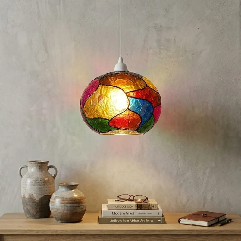 Mosaik-Glaslampenschirm Tiffany Handgefertigt Ersatzschirm E27/B22 ~3766