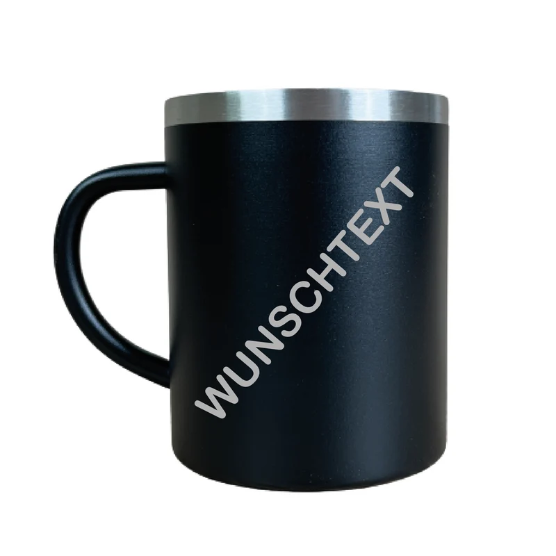 Edelstahl Becher Schwarz "Wunschtext"