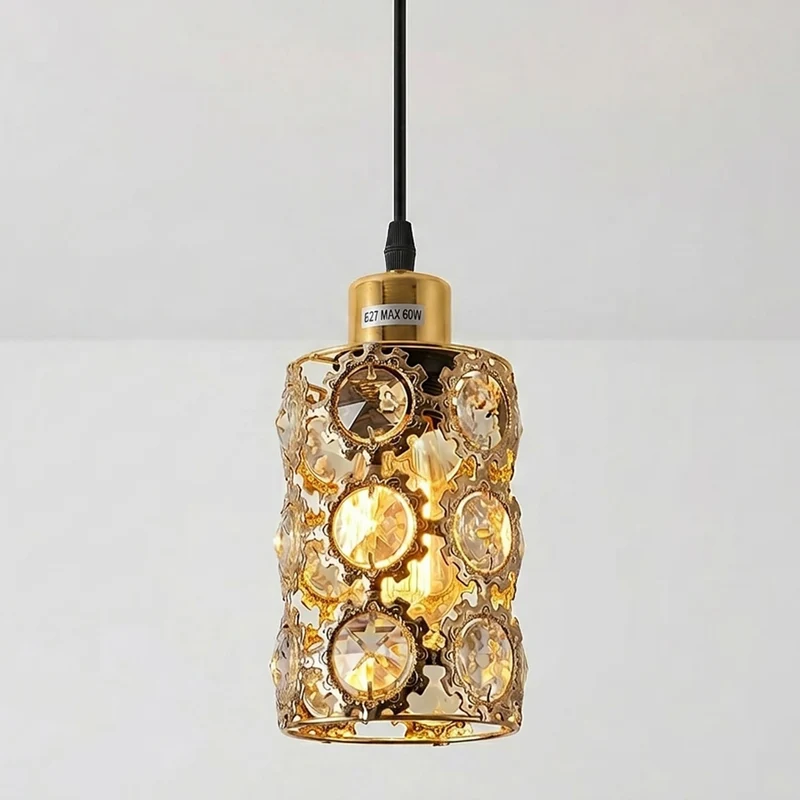 Kristall-Pendelleuchte, French Gold, E27 Vintage Hängelampe~3721