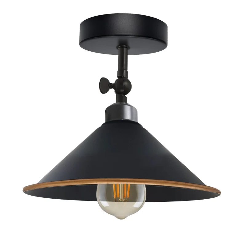 Industrial Flush Mount Deckenlampe Schwarz Retro Metall ~3727